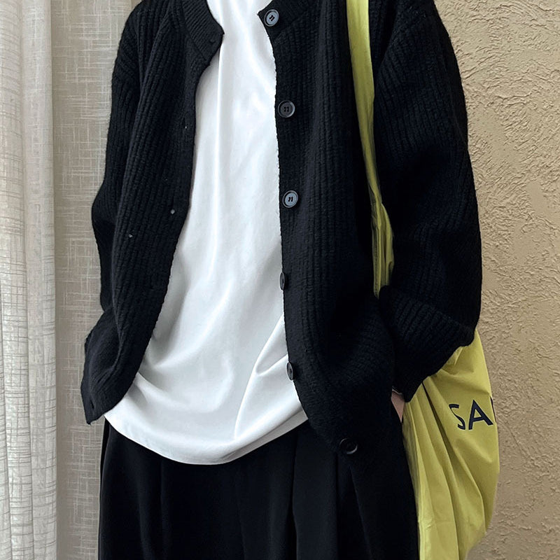 Black button-down cardigan with regular sleeves from the Langry Fashion Chic Cardigan Sweater collection