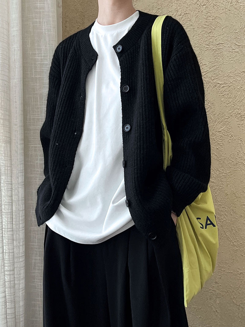 Black button-down cardigan with regular sleeves from the Langry Fashion Chic Cardigan Sweater collection