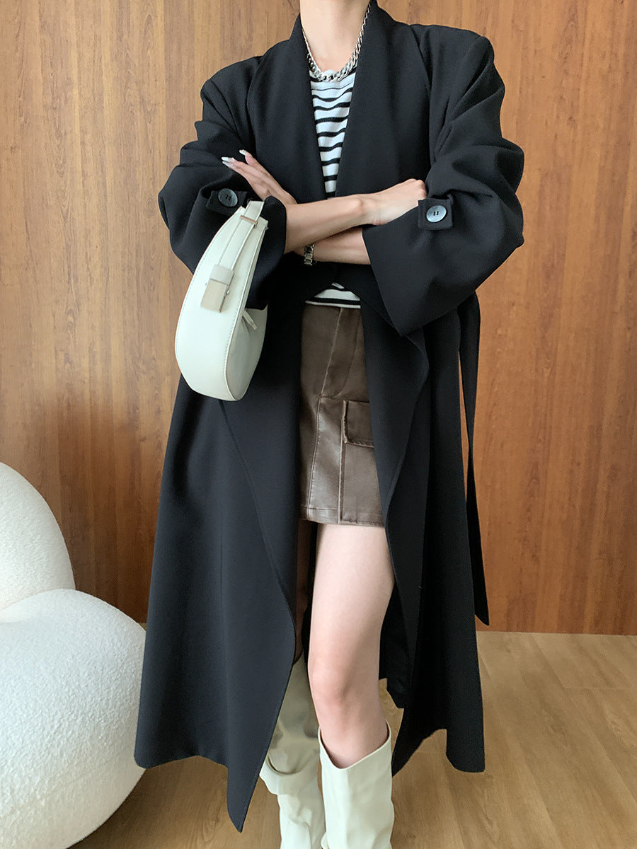 Black trench coat outfit from Cozy Long High End Coat, perfect for langry fashion and ملابس
