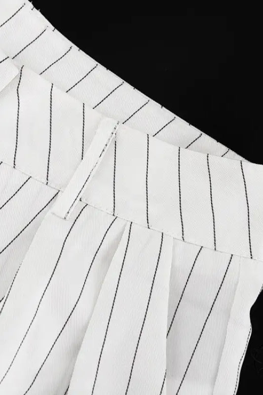 Elegant Striped Top Wide Leg Pants Office Two Piece Sets