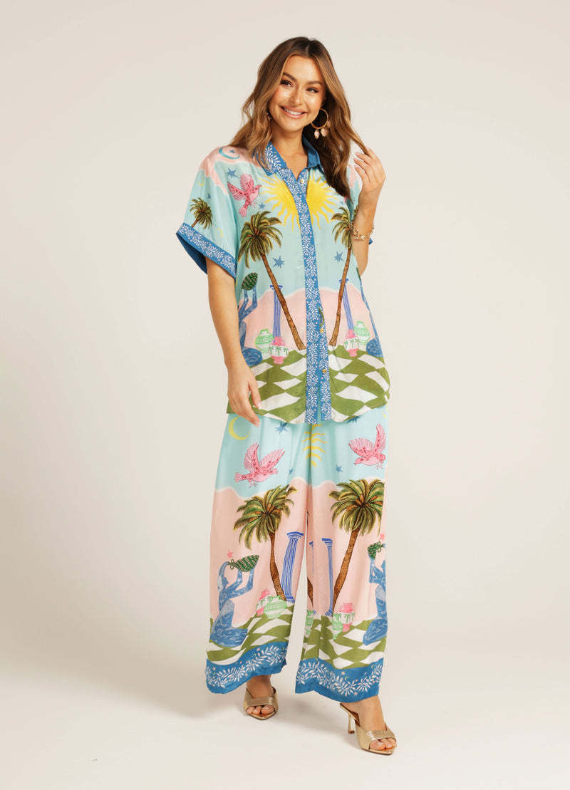 Tropical print pajama set from Personalised Printing Short Sleeve Vacation Casual Tether Suit, stylish ملابس for relaxing langry fashion