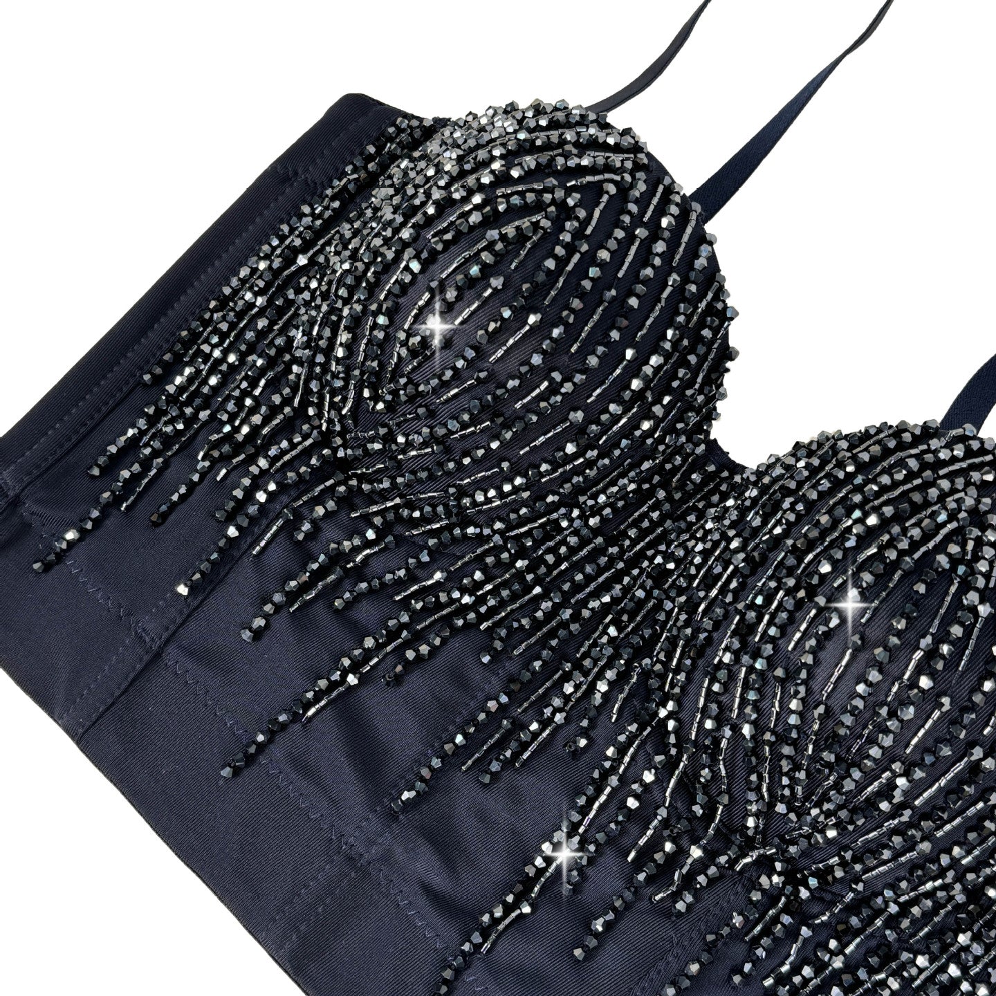 Elegant Langry fashion black sequined clutch with strap