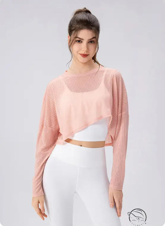 Women Yoga Blouse Long Sleeve Lightweight Breathable Workout Top Loose Outdoor Running Casual Sports