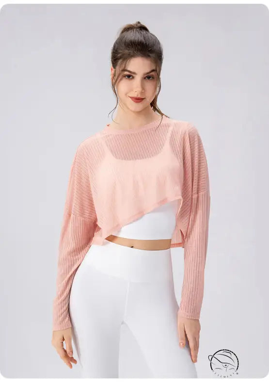 Women Yoga Blouse Long Sleeve Lightweight Breathable Workout Top Loose Outdoor Running Casual Sports