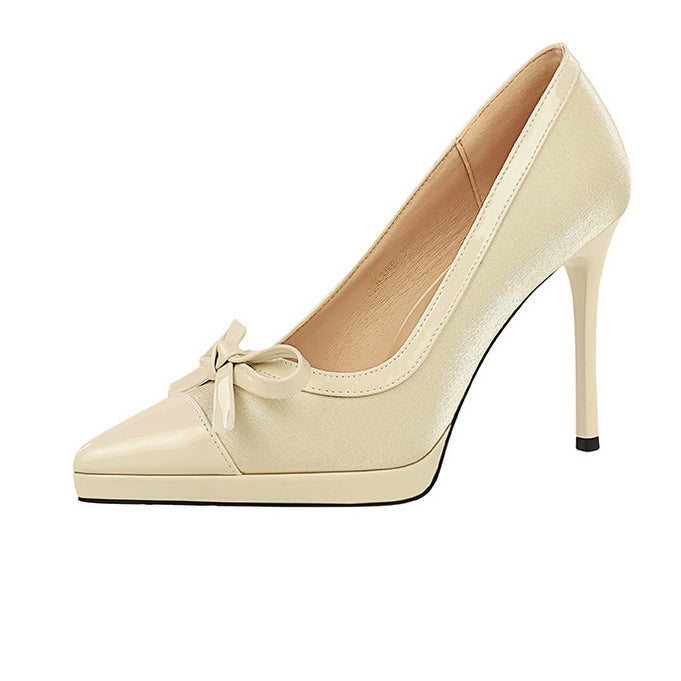 Stitching Pointed Toe Cocktail High Heel