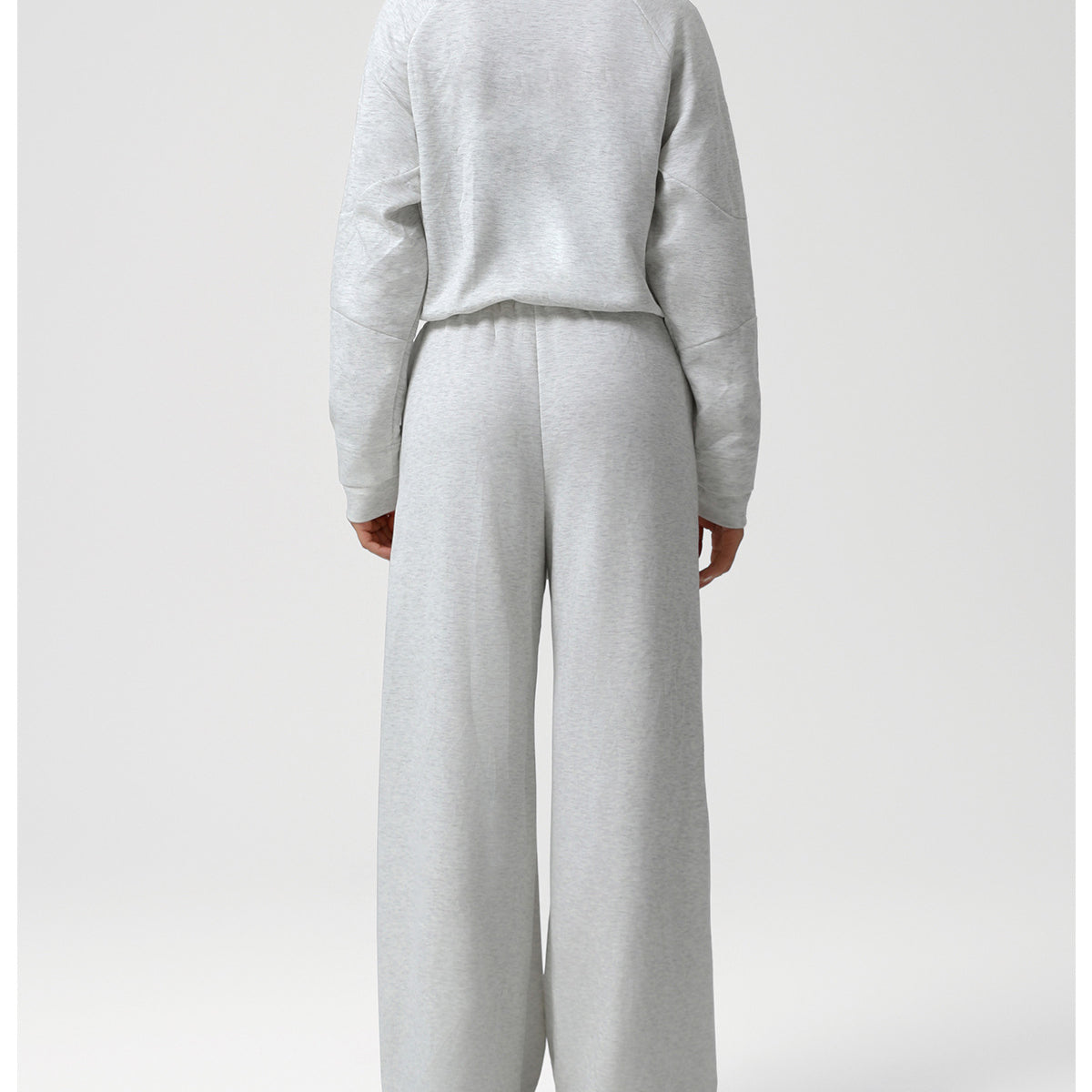 Light gray langry fashion tracksuit with wide-leg pants and soft cotton top