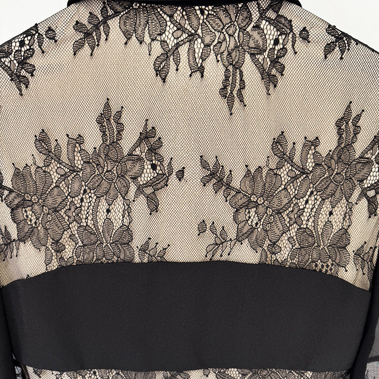 Elegant black lace-accented garment from Beautiful High End Floor Length Dress, perfect for langry fashion and ملابس aficionados