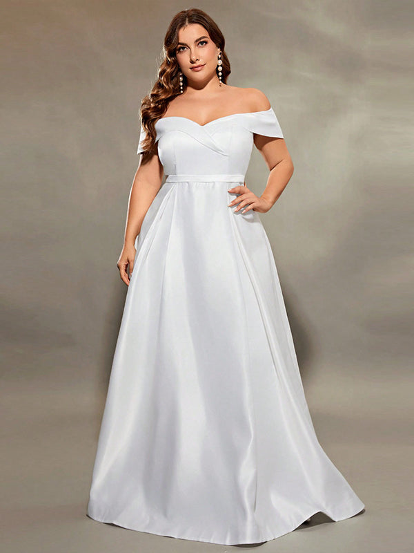 Elegant off-the-shoulder white gown from Summer Off Shoulder Evening Dress collection showcasing contemporary fashion and ملابس style