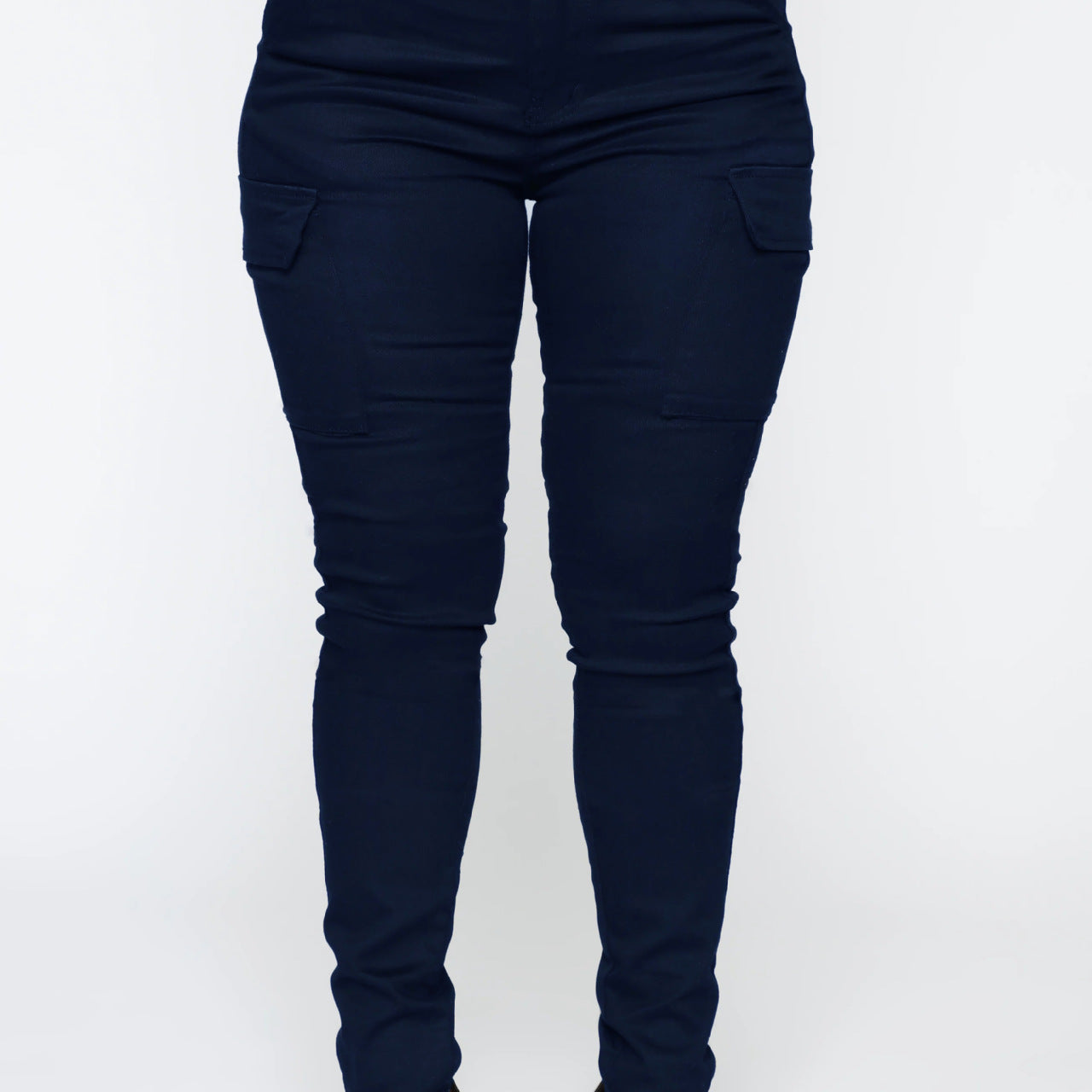 Navy blue belted cargo pants from Casual Skinny Stretch Belt Sports collection