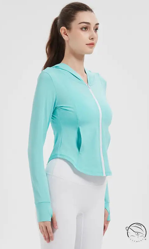 Sports Jacket Women High Elastic Hooded Quick Drying Top Violently Sweat Running Training Yoga Clothes Coat