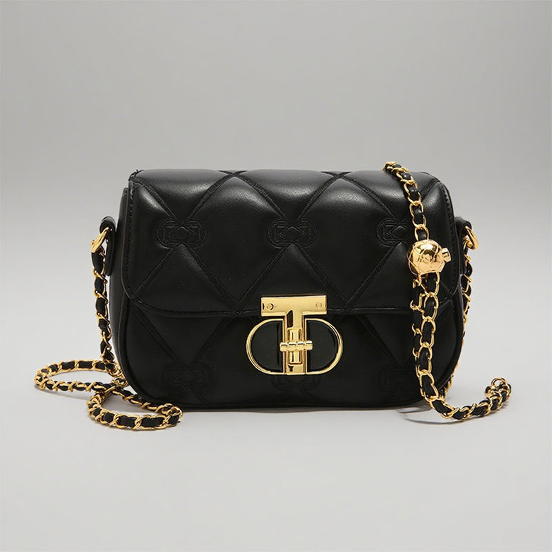 Classic Rhombus Embroidered Line Shoulder Bag
