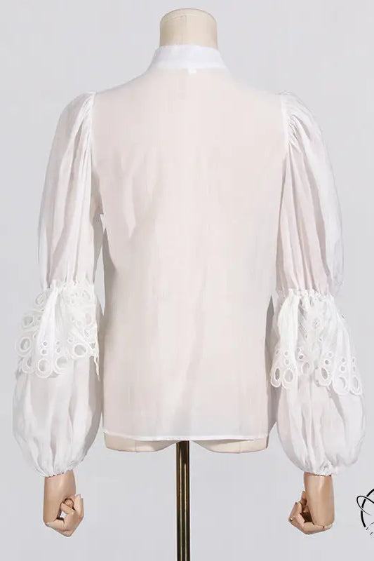 French artistic palace embroidery jumpsuit with white lace-trimmed blouse sleeves