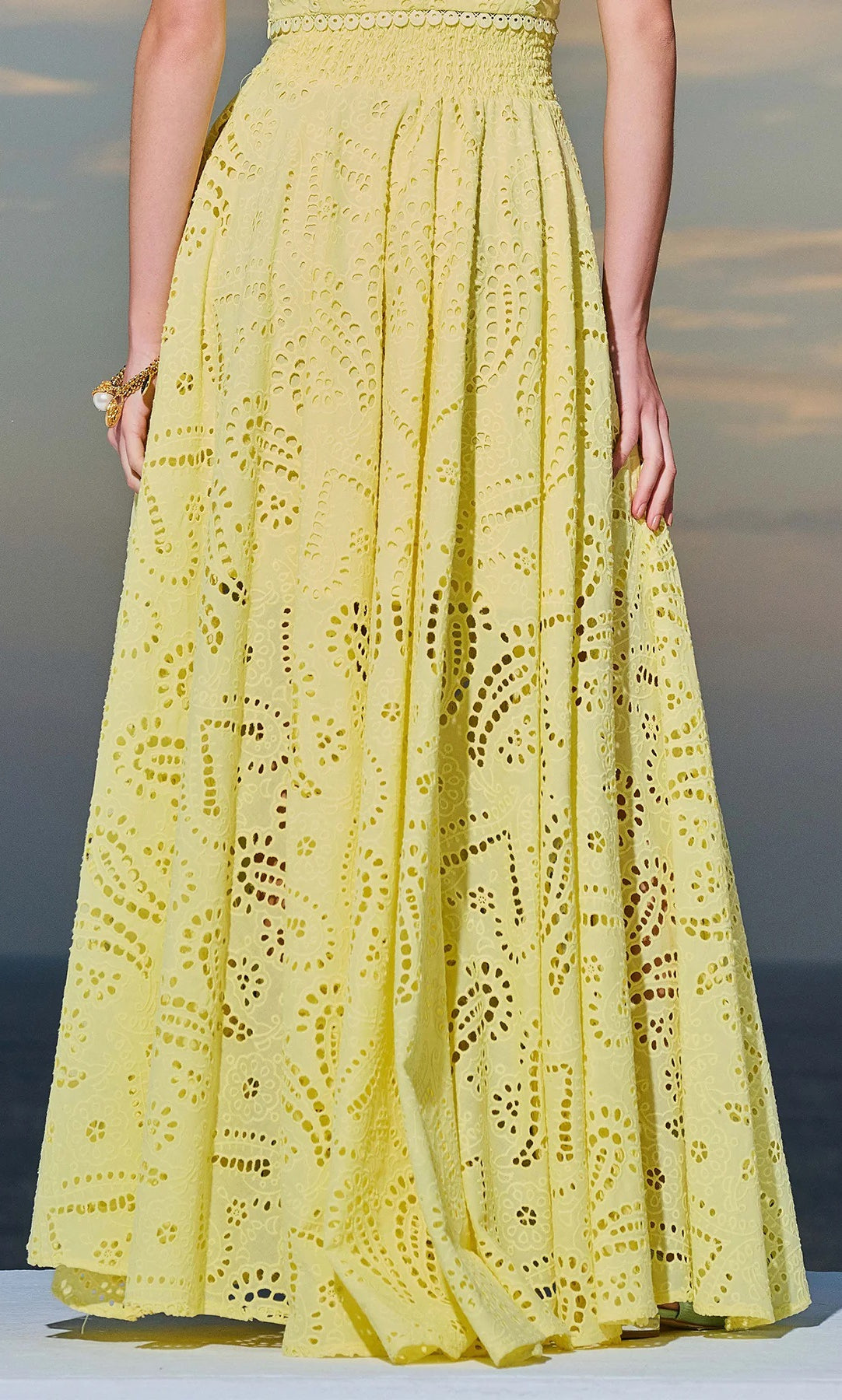 Yellow eyelet maxi dress from Casuall Vacation Loose Two Piece Set, ideal for langry fashion