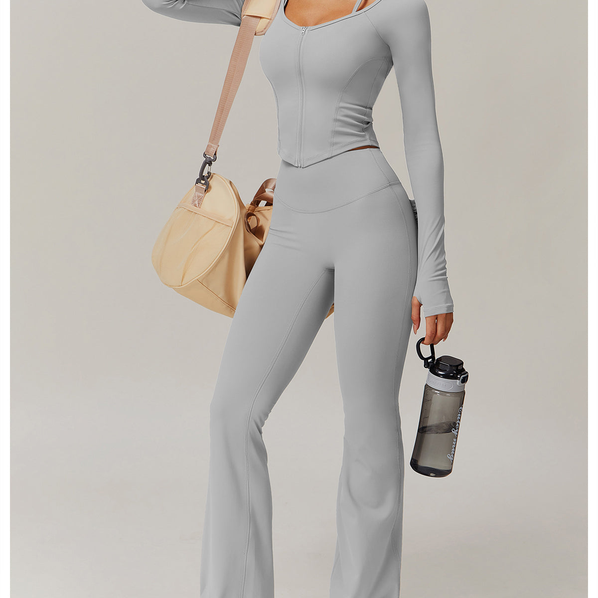 Gray athletic wear set for casual sports trousers, ideal for langry fashion enthusiasts