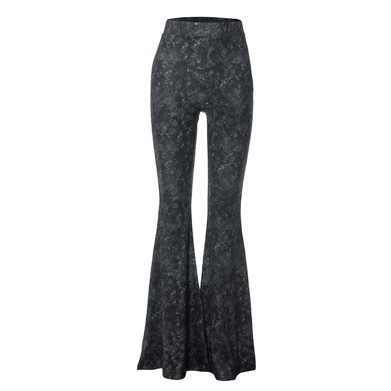 Dark gray flared pants with abstract pattern from Langry fashion collection, stylish ملابس