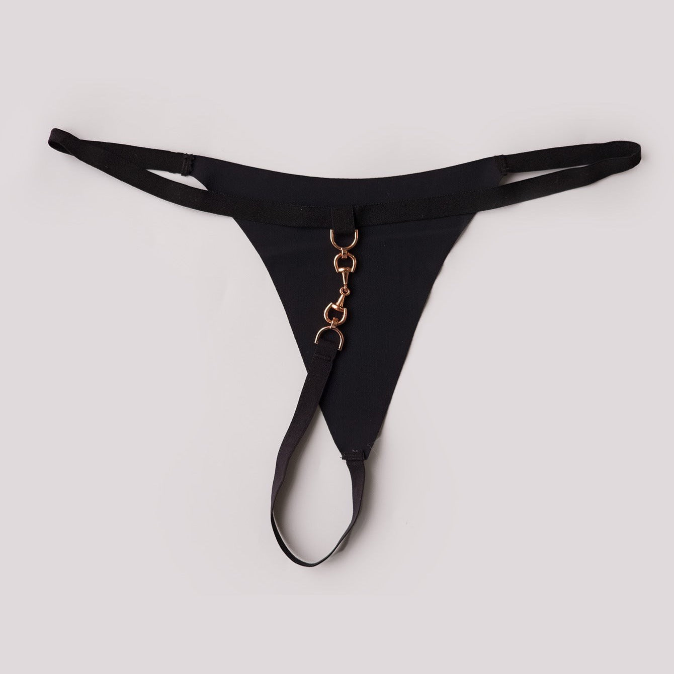 Sexy pure lady black thong with gold rings from PURE LADY T SHAPED PANTIES collection
