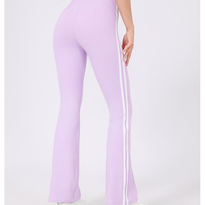High Waist Yoga Pants Running Sports Peach Hip Raise Fitness Nude Feel Stretch Flared
