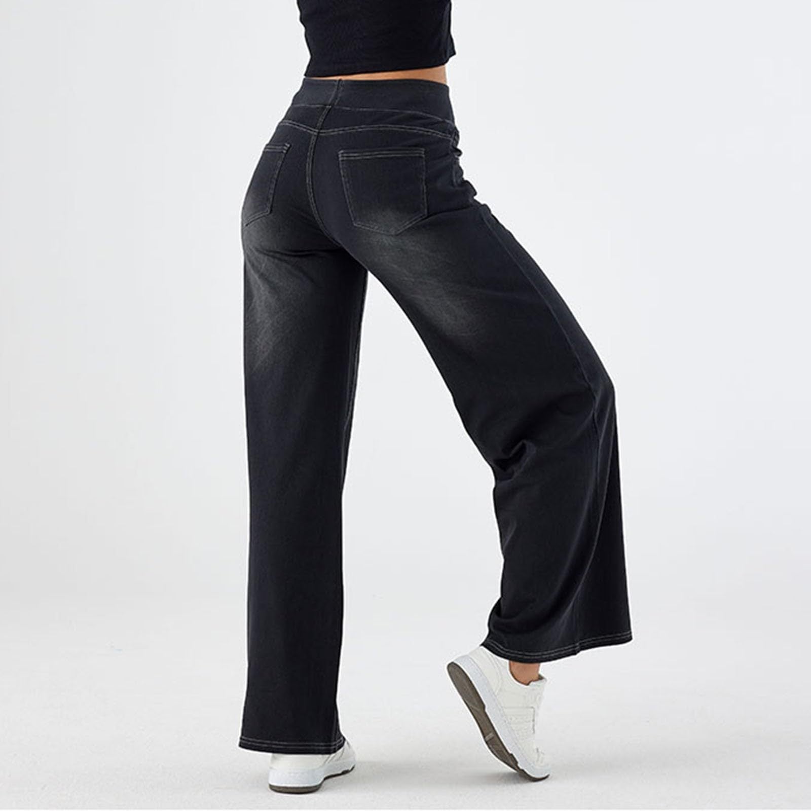 Black wide-leg Loose Casual Jeans, a versatile addition to your fashion ملابس collection