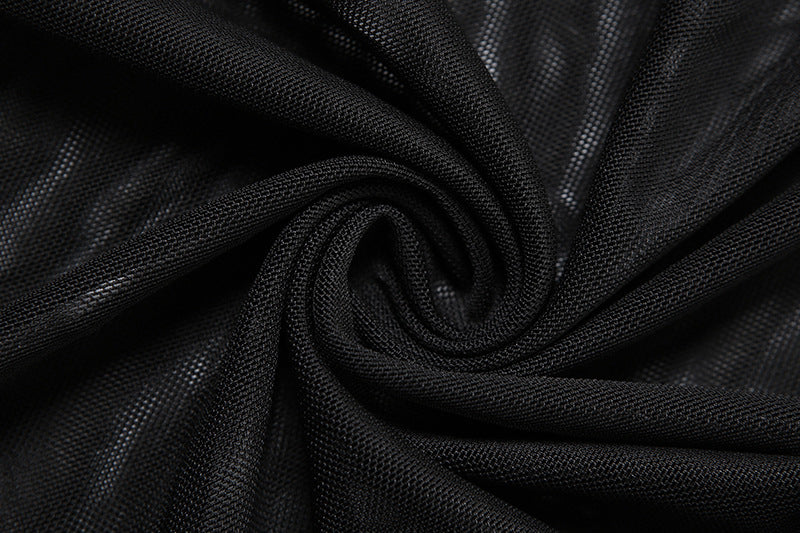 Spring Summer Girls Mesh See Through Split Irregular Asymmetric Spaghetti Strap Dress