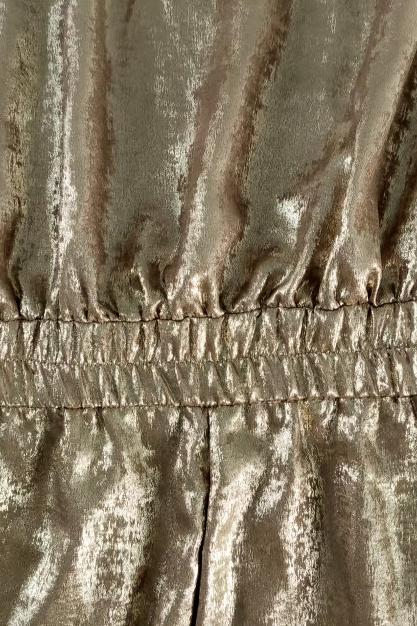 Langry fashion golden high waist jumpsuit with pleated skirt