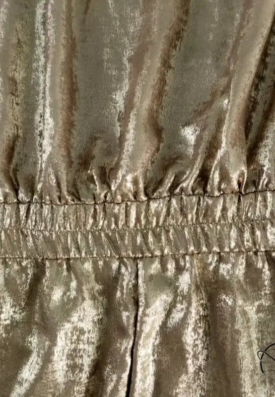 Golden high waist langry fashion jumpsuit with pleated skirt