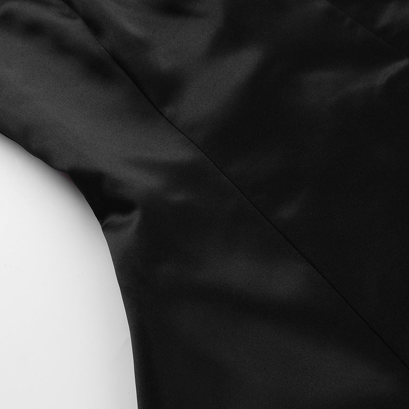 Elegant black fabric for Summer Adult Lady like Hip Socialite backless line dress