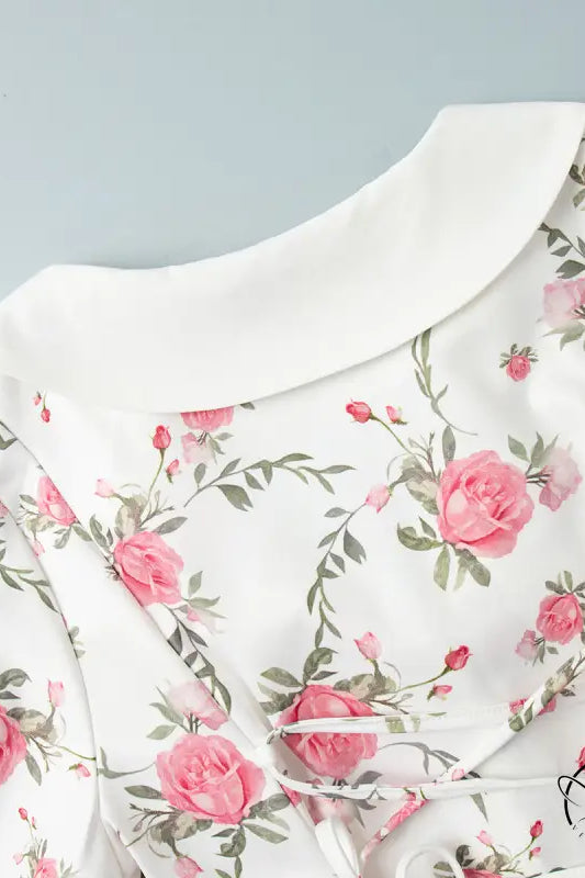 French v Neck Puff Sleeve Short Ruffled Dress