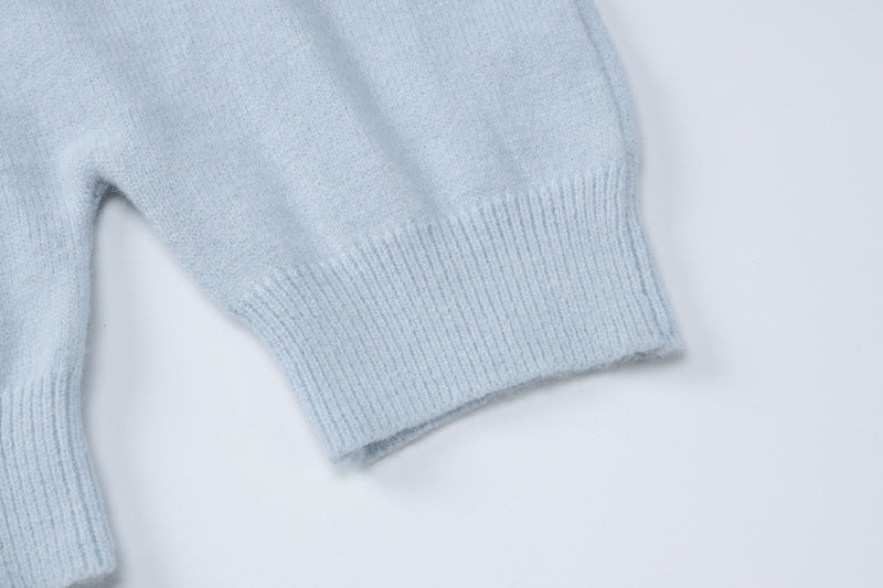 Light blue knit sleeve from Women Fashion Long Sleeve Zipper Skinny Knit Sweater Jumpsuit