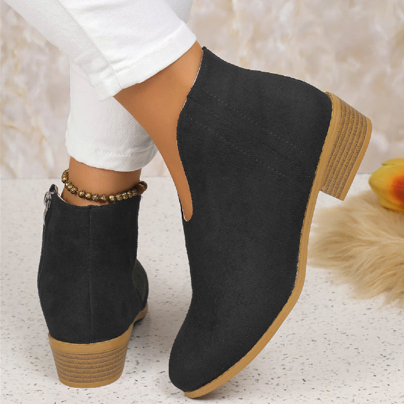 Black ankle boots with low block heels from Winter Cute Boot, discover free shipping options