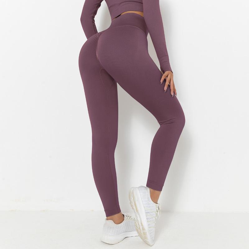 Mauve athletic leggings and top from High Waist Stretch Training Yoga Pant collection for stylish langry fashion ملابس