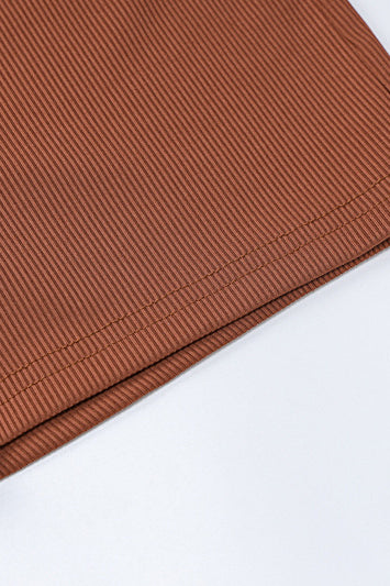 Women Clothing Winter Solid Color Rib u Neck Long Sleeved Slim Fit Hip Raise Sports Jumpsuit