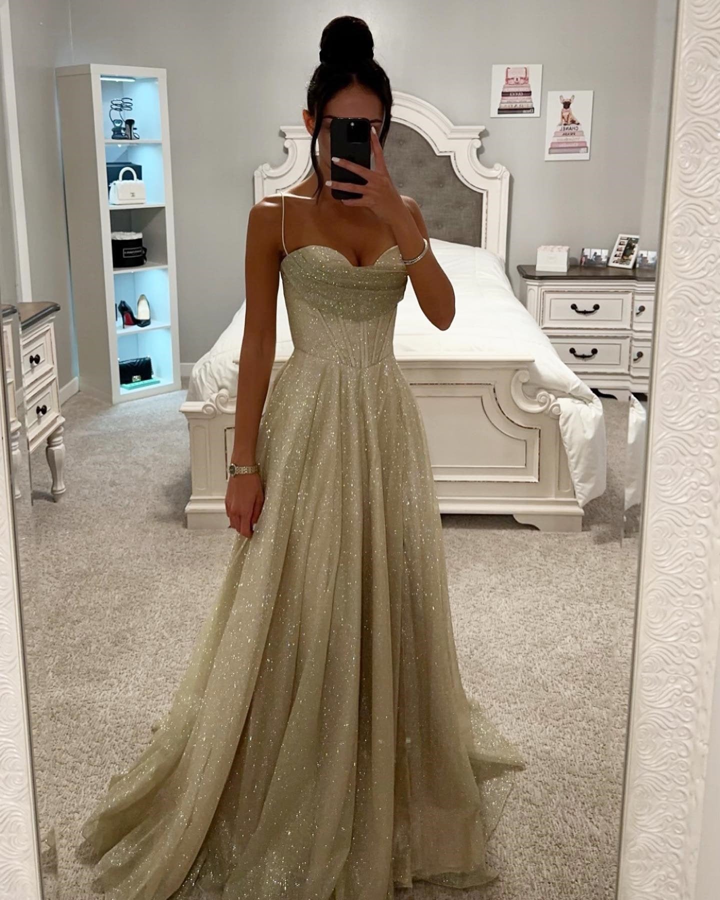 Sparkling formal gown from Gilding Sling Large Swing Dress collection showcasing elegant fashion and ملابس