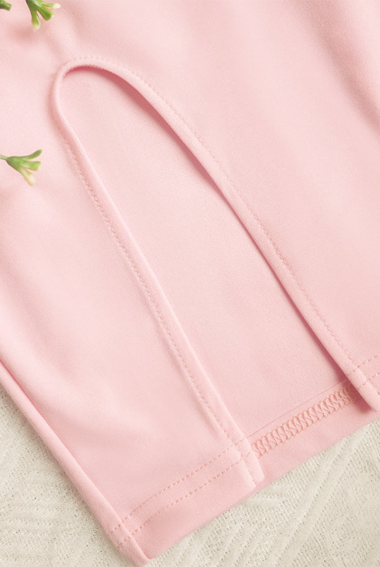 Elegant slim fit pink dress with slit, perfect for langry fashion and stylish ملابس