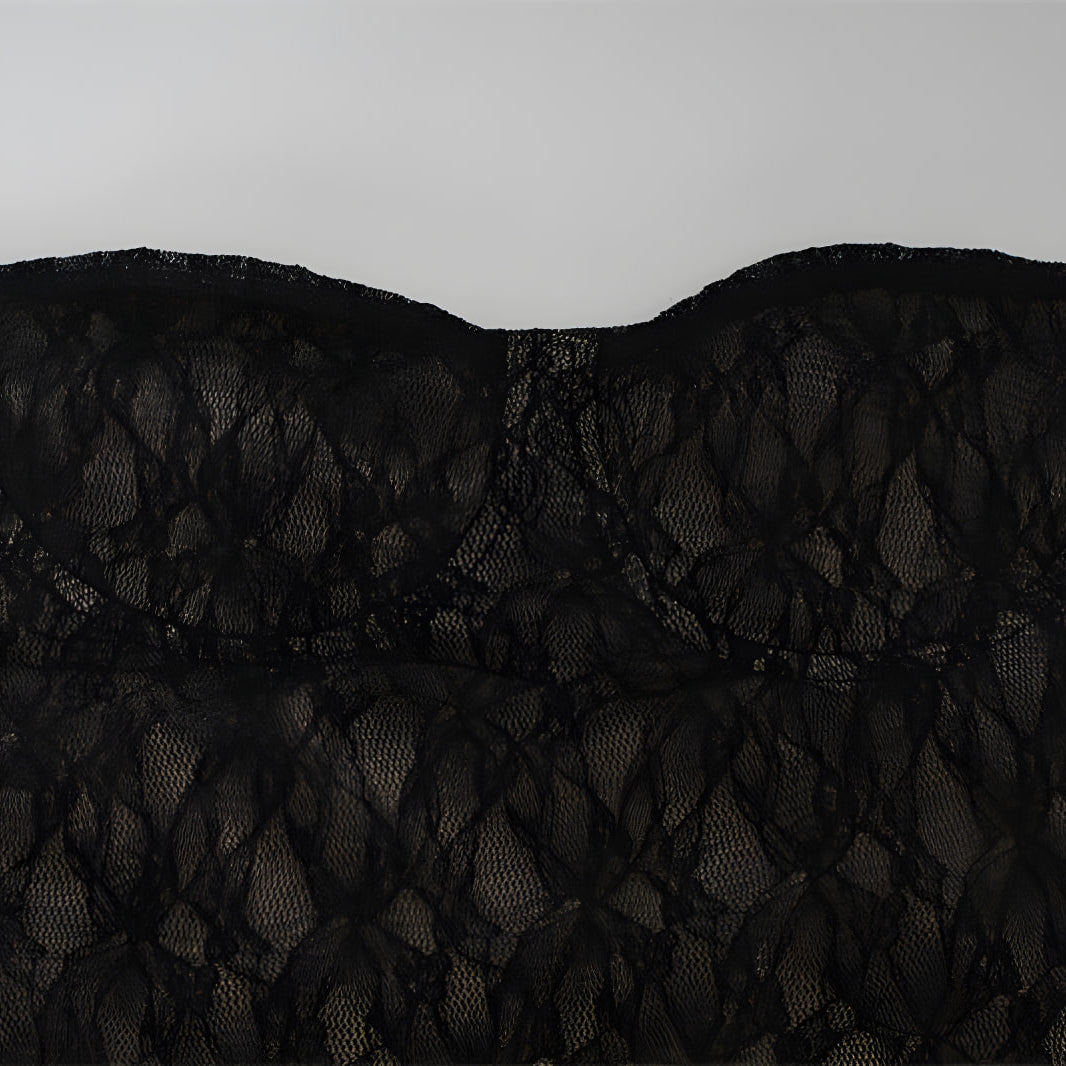 Black lace fabric with floral pattern featured in Stunning Pure Lace Dress for fashionable ملابس