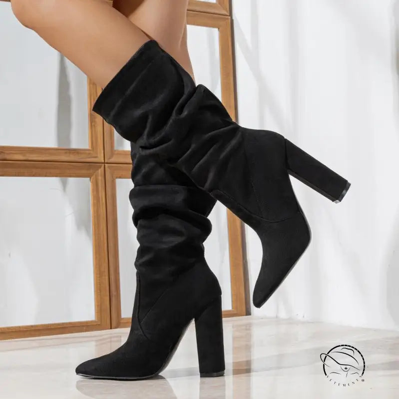 Winter Fashionable Chunky High Heel Boots