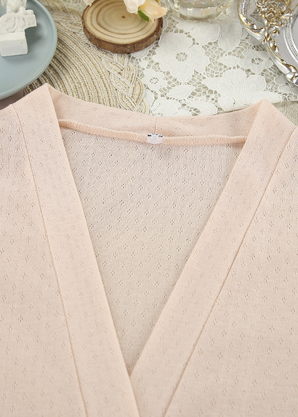 Langry blush pink mesh-knit cardigan from fashion three-piece nightgown set