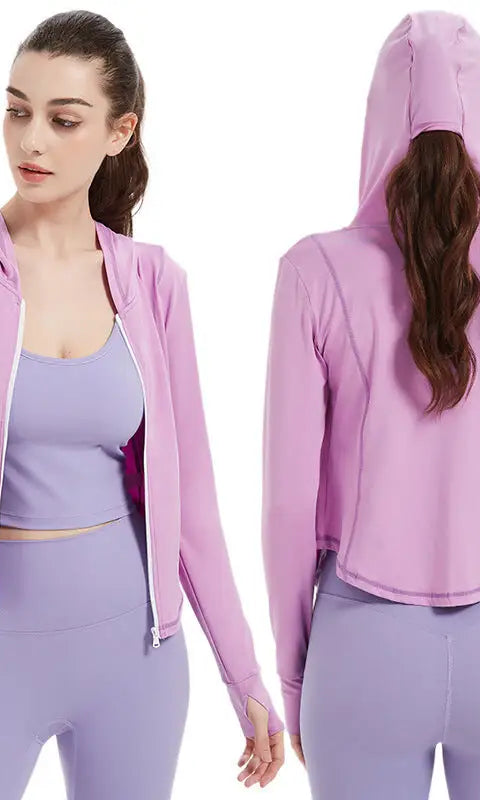 Sports Jacket Women High Elastic Hooded Quick Drying Top Violently Sweat Running Training Yoga Clothes Coat