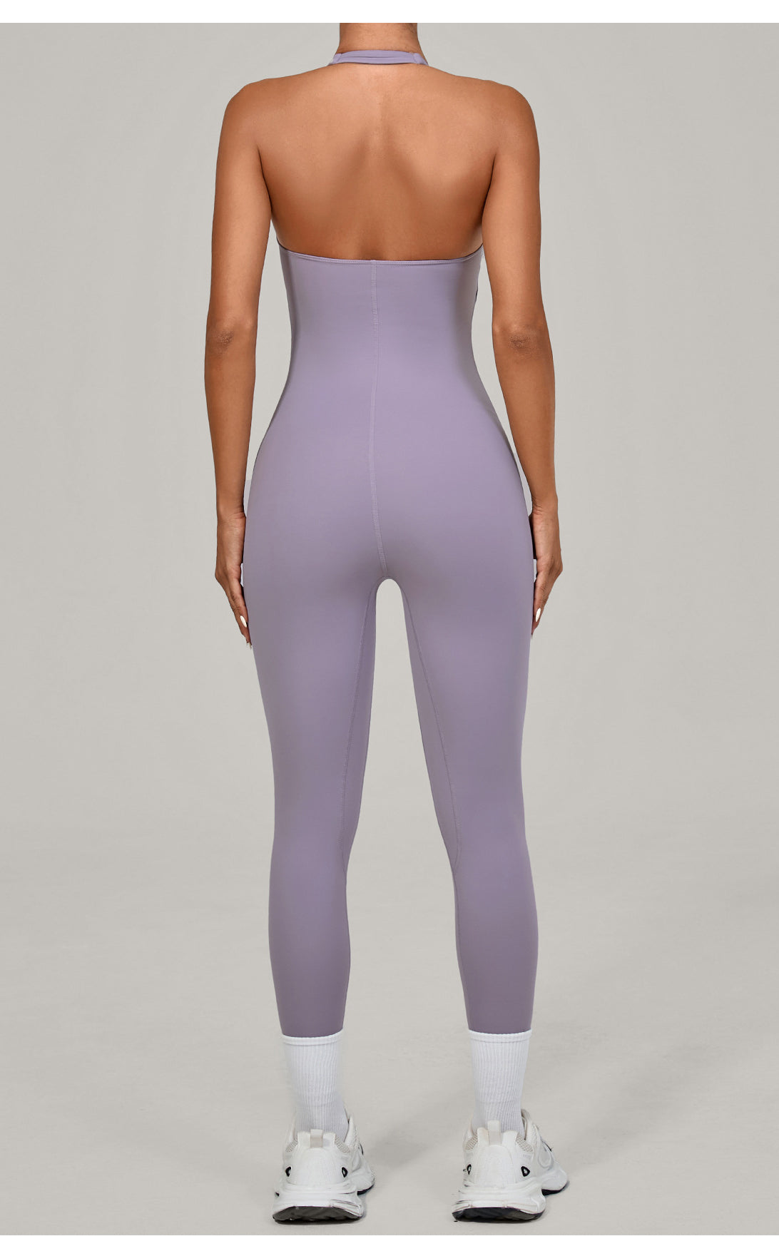 Langry fashion halter yoga jumpsuit in lavender one-piece athletic suit
