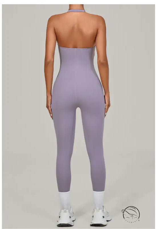 Langry halter yoga jumpsuit in lavender for outdoor fashion ملابس