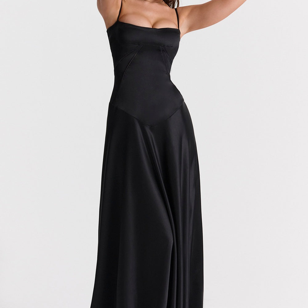 Elegant black satin slip dress from Beautiful Backless Evening Dress for chic fashion choices