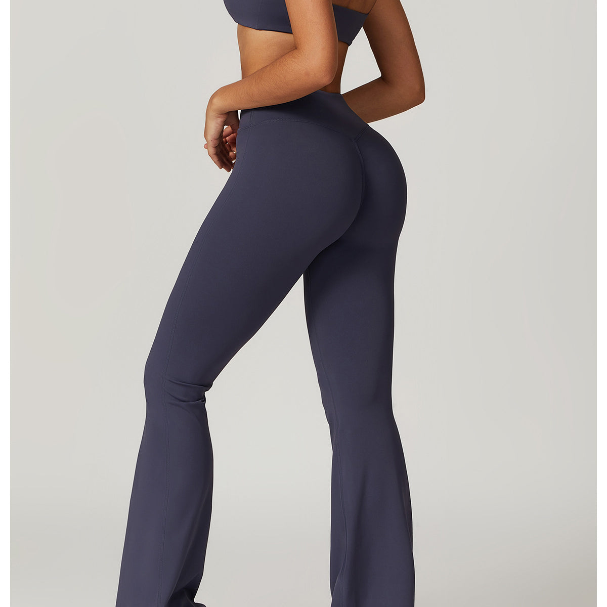 Woman wearing a blue athletic set with Casual Sports Wide Leg Pants in fashionable style