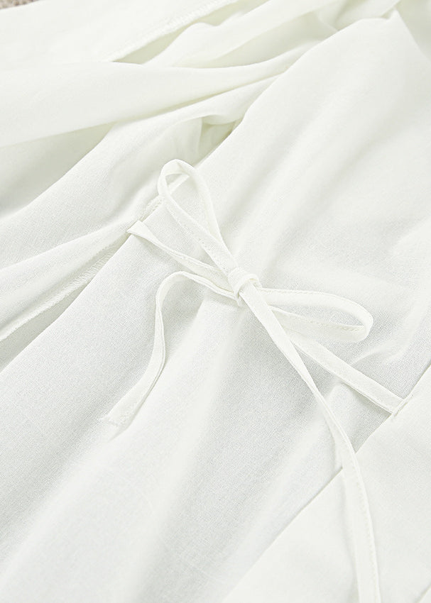 Elegant langry fashion white chiffon dress with tied waistband