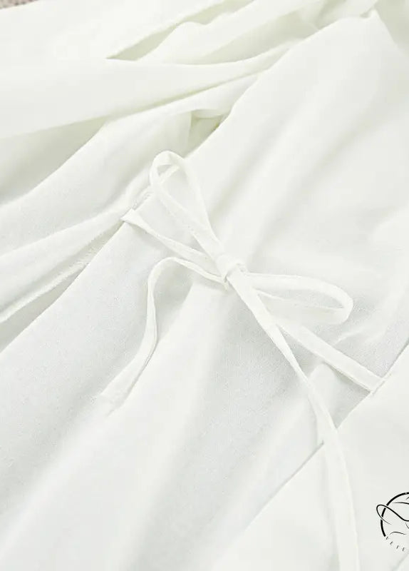 Elegant langry fashion white chiffon dress with tied waistband