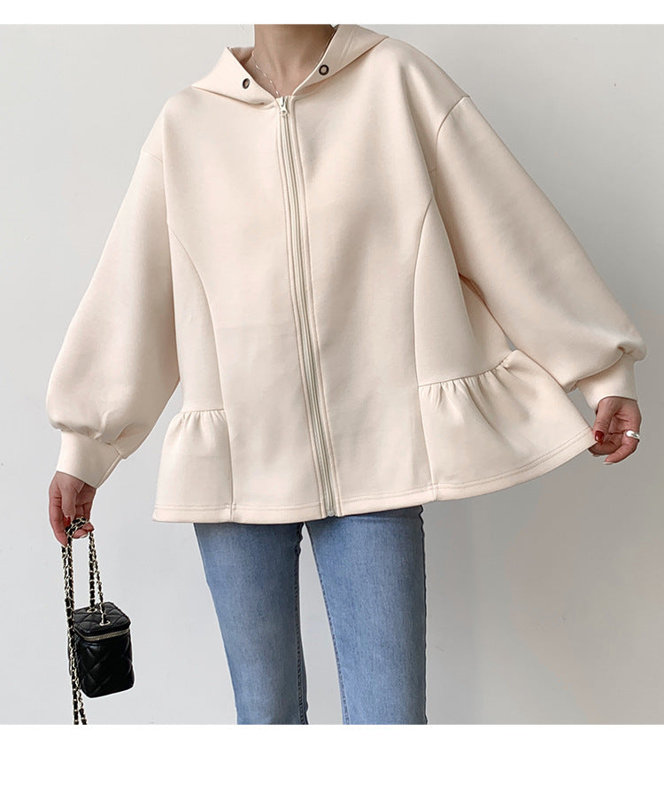 Cream-colored Letian Ruffled Hooded Jacket from Vetements Winter Collection for stylish fashion