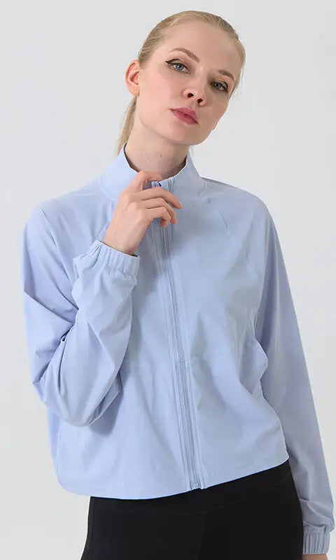 Autumn Winter Zip Up Shirt Women Girllulu Sports Top Stand Collar Loose Breathable Fitness Clothes Coat