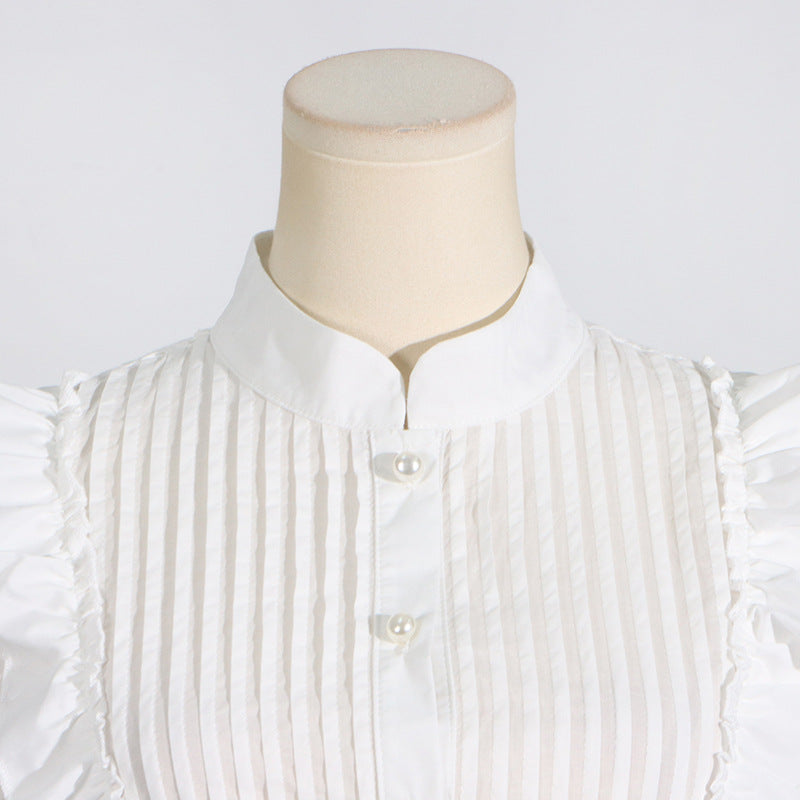 French Vintage Summer Stand Collar Embroidery Dress