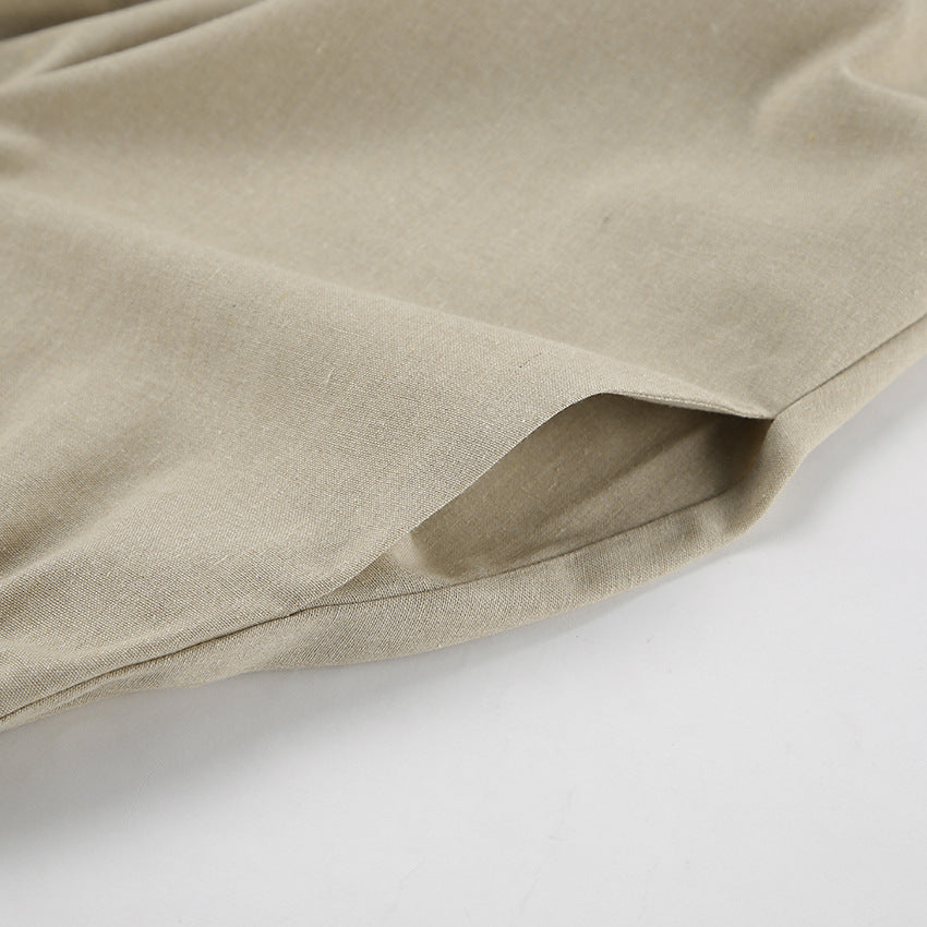 Summer Cotton Linen Sleeveless Maxi Dress Pajamas Two Piece Set Loose Casual Ladies Homewear