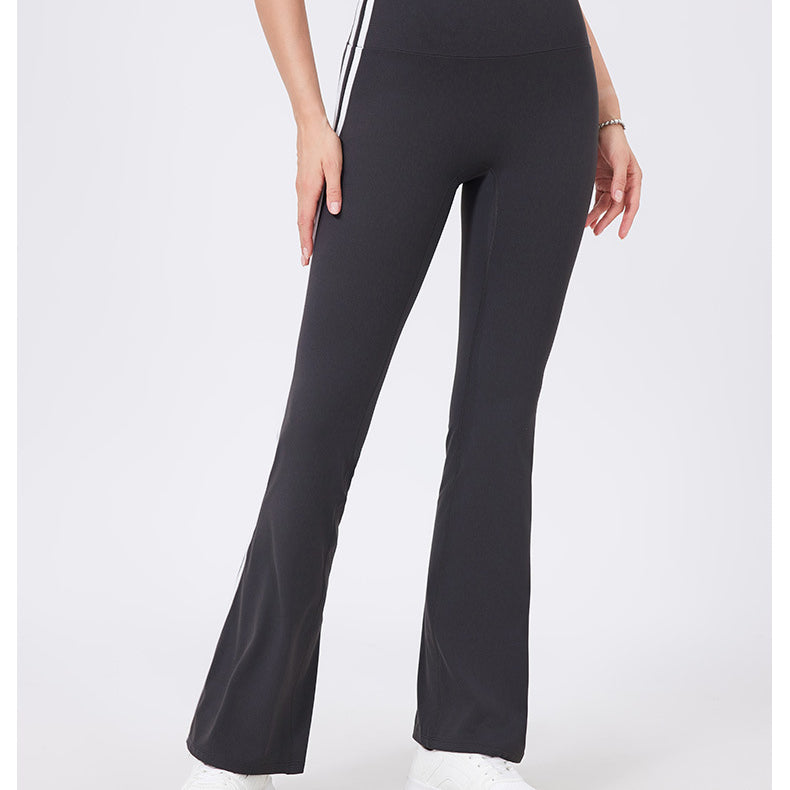 High Waist Yoga Pants Running Sports Peach Hip Raise Fitness Nude Feel Stretch Flared