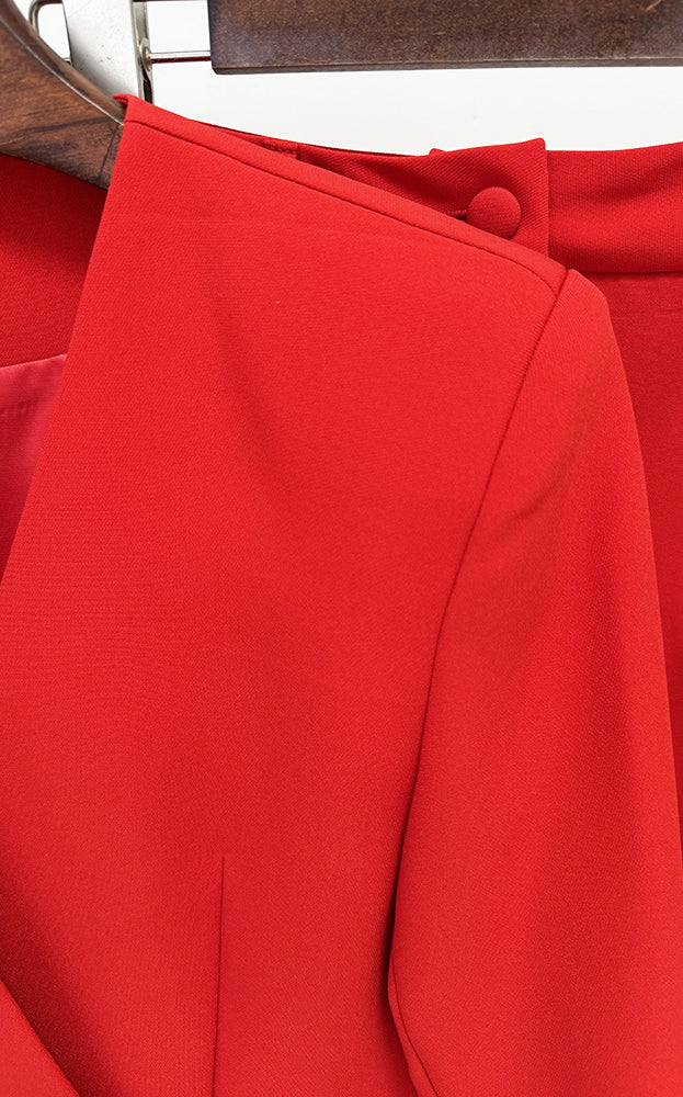 Red langry fashion high-waisted bootcut pants in two-piece set