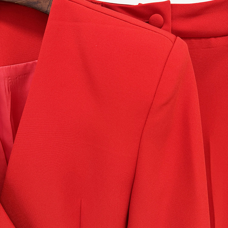 Red langry fashion high-waisted bootcut pants in two-piece set